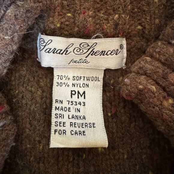 Vintage Wool Button Cardigan Sweater Petite Medium Fit Small Brown Fairycore - Picture 7 of 10